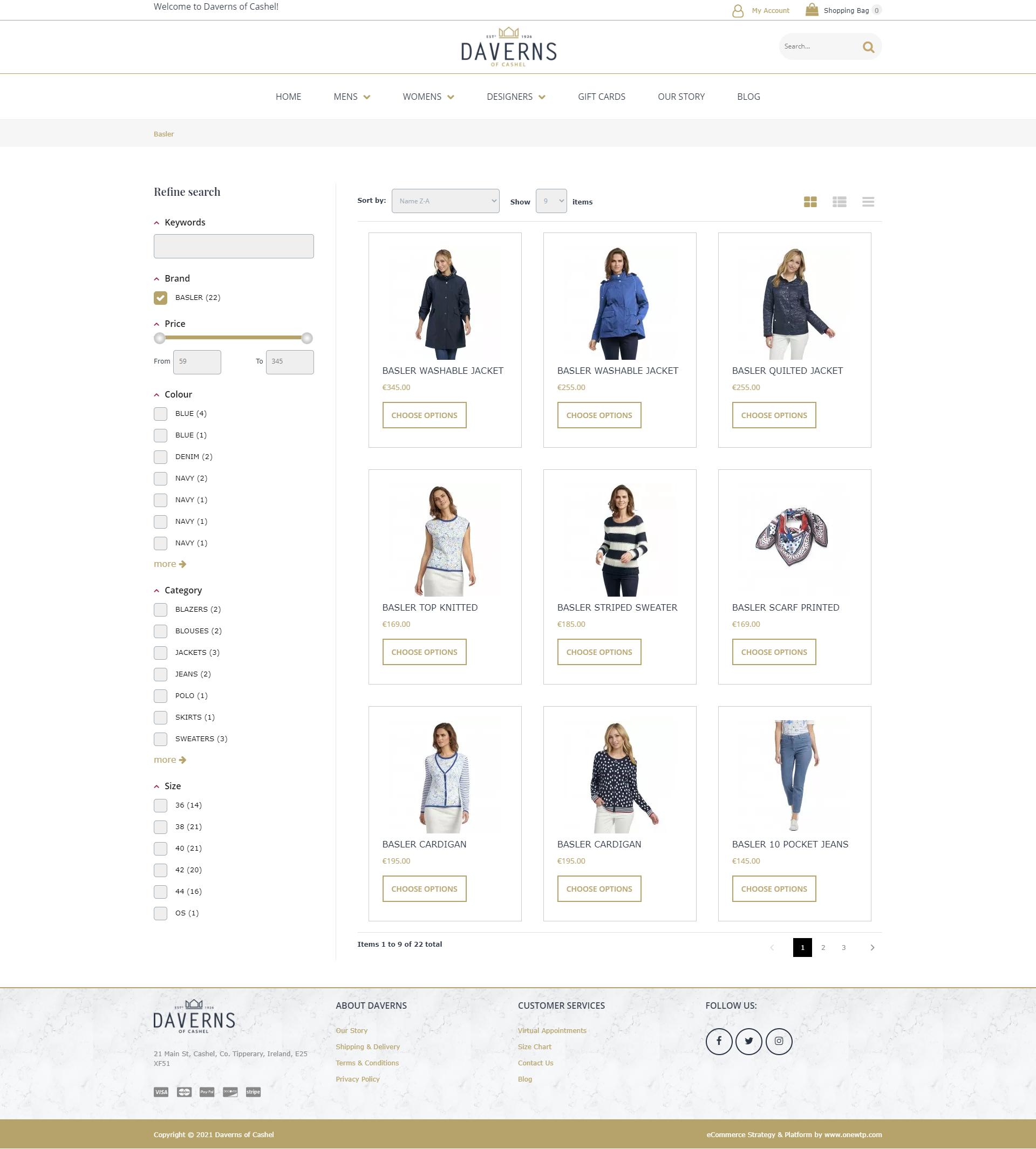 Daverns category listing with refine search