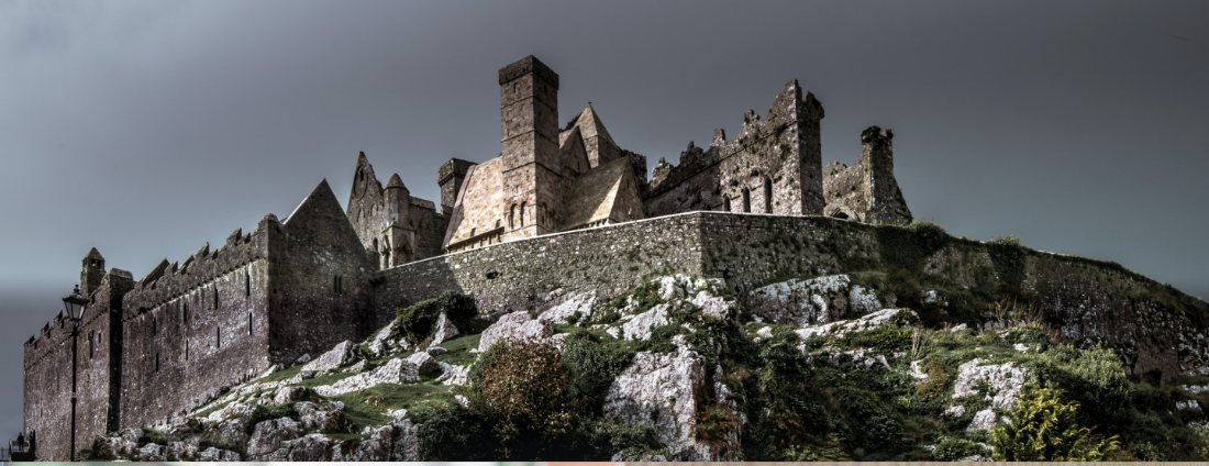 The Rock of Cashel under a heavy sky