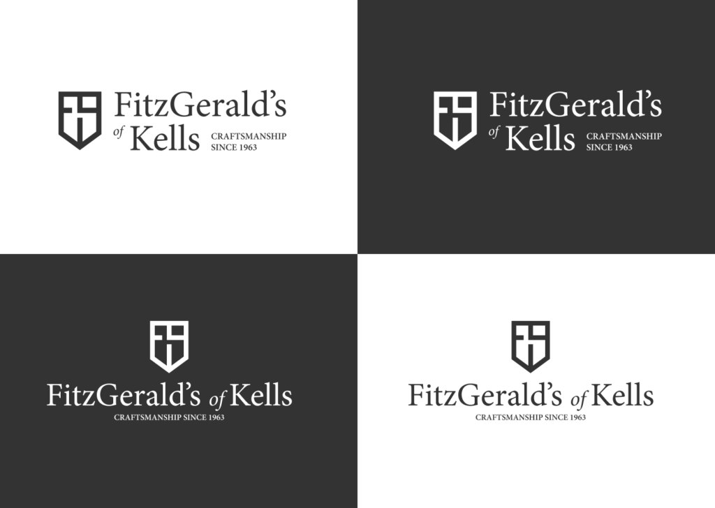 FitzGerald's of Kells wordmark and lockup variants, positive and reversed